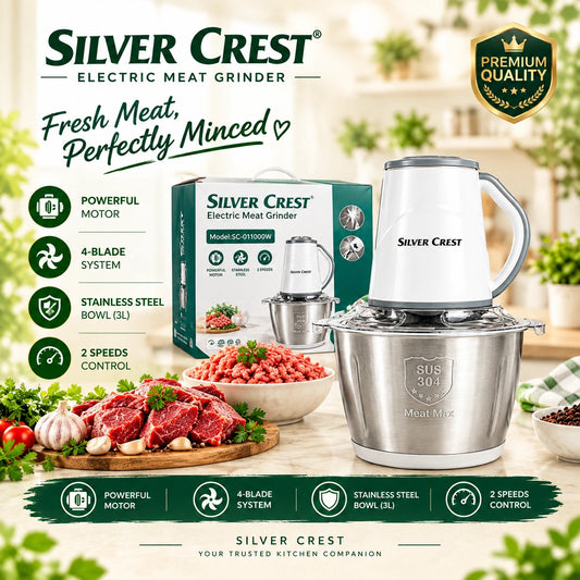 Silver Crest Electric Chopper | 3L | 1000W Motor | 4 Blades!